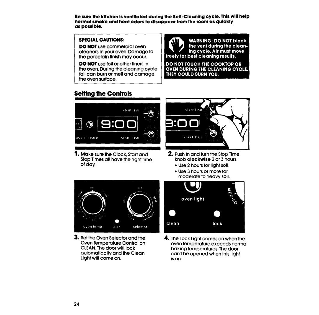 Whirlpool RS575PXR manual Selting the Controls, Special Cautions 