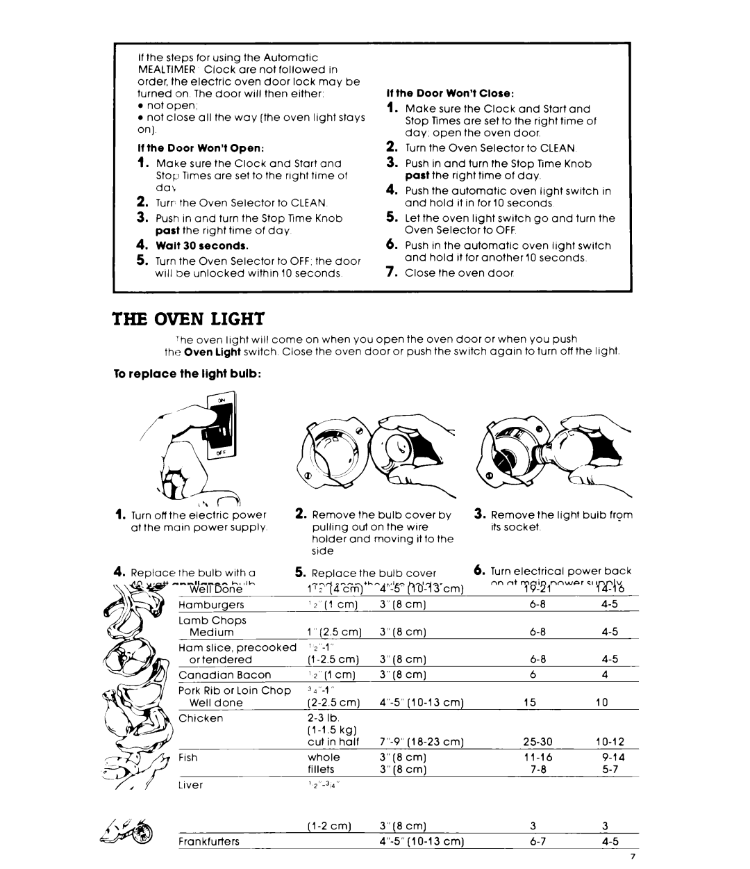 Whirlpool RS576PXL manual Oven Light, Theuvenvent, To replace the light bulb 