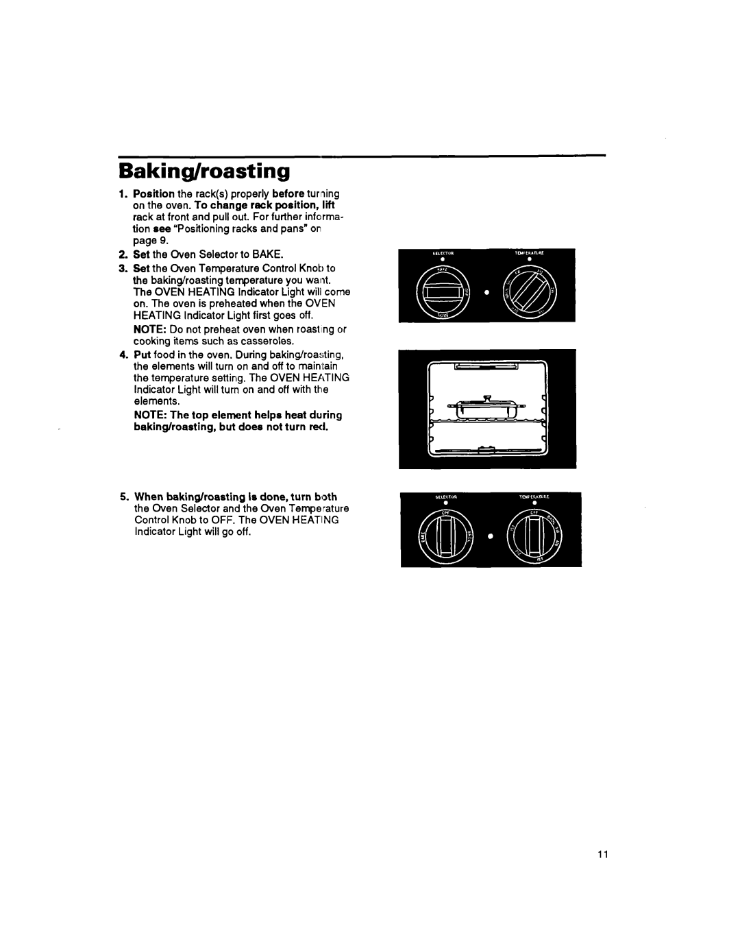 Whirlpool RS600BXB manual Baking/roasting 