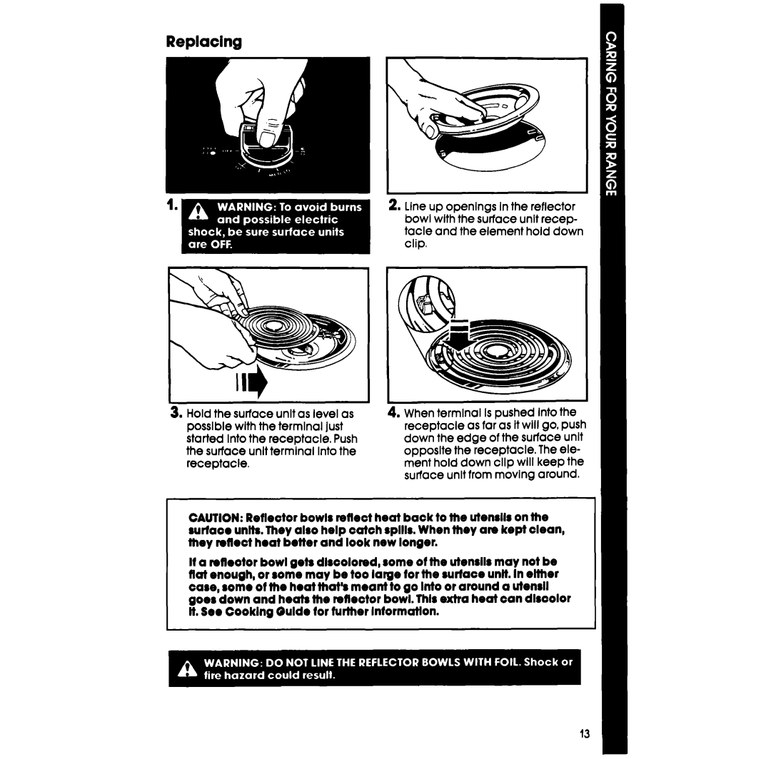 Whirlpool RS600BXV manual Replacing 