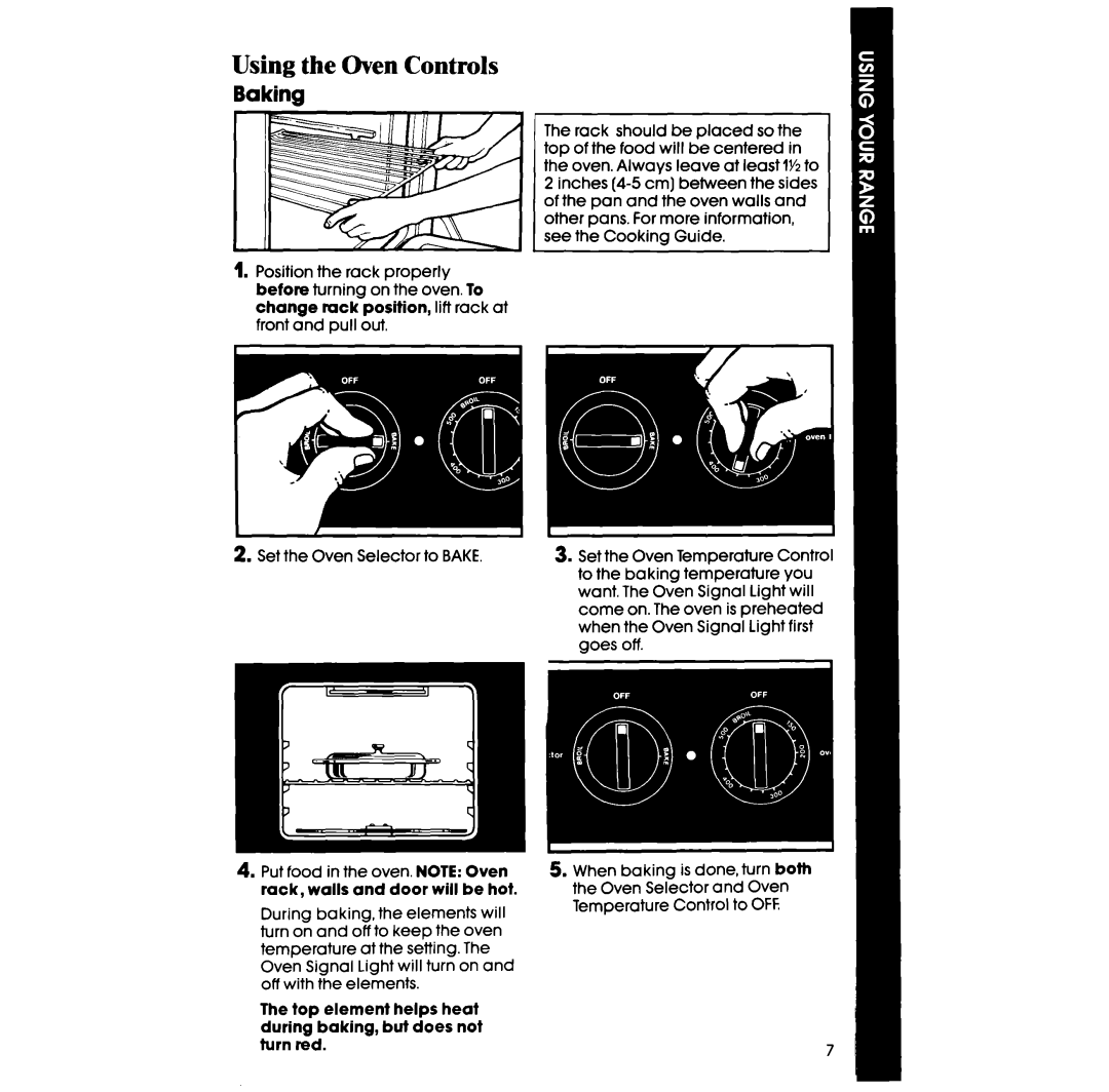 Whirlpool RS600BXV manual Using the Oven Controls, Baking 