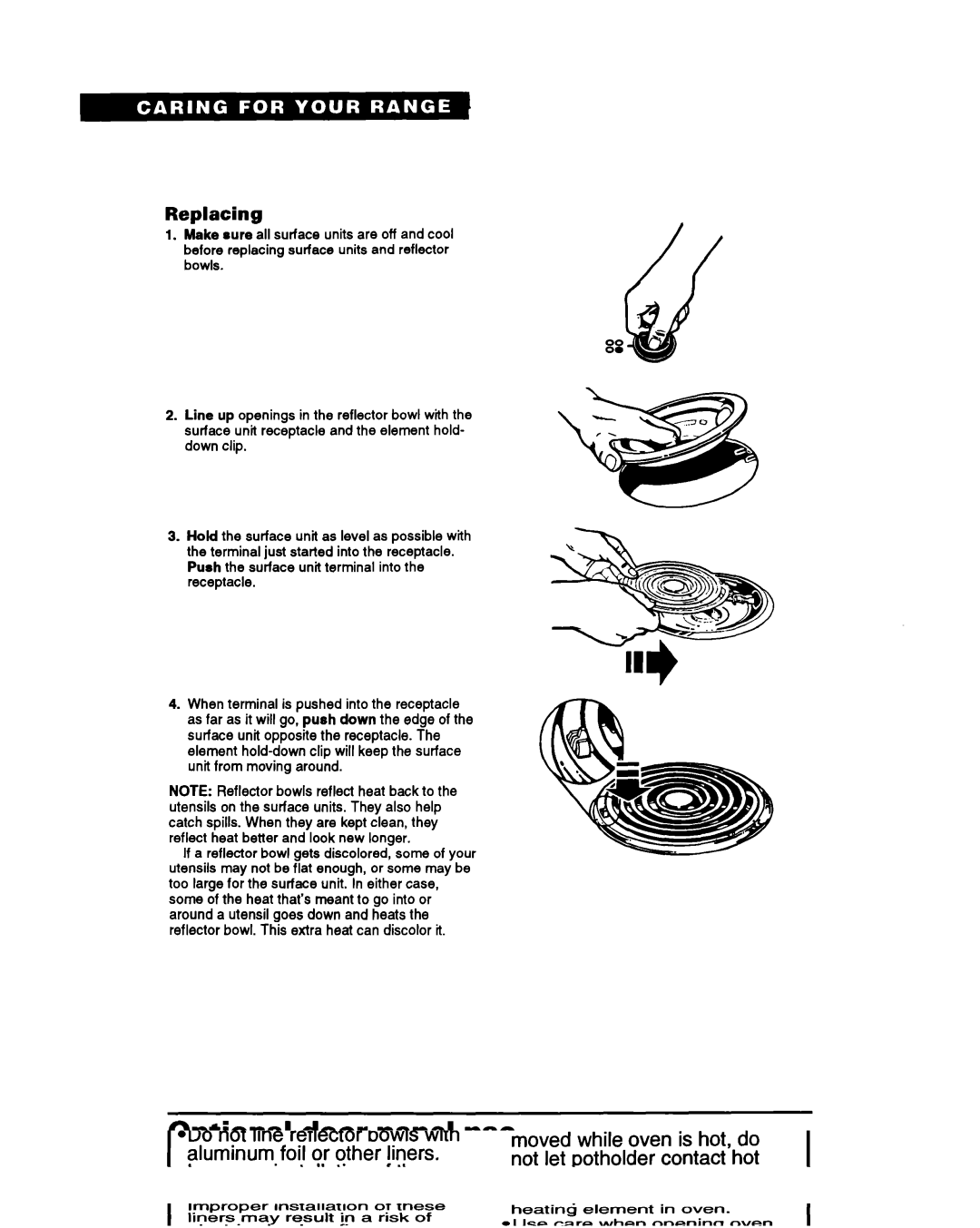 Whirlpool Range, RS600BXY, 336 important safety instructions Replacing 