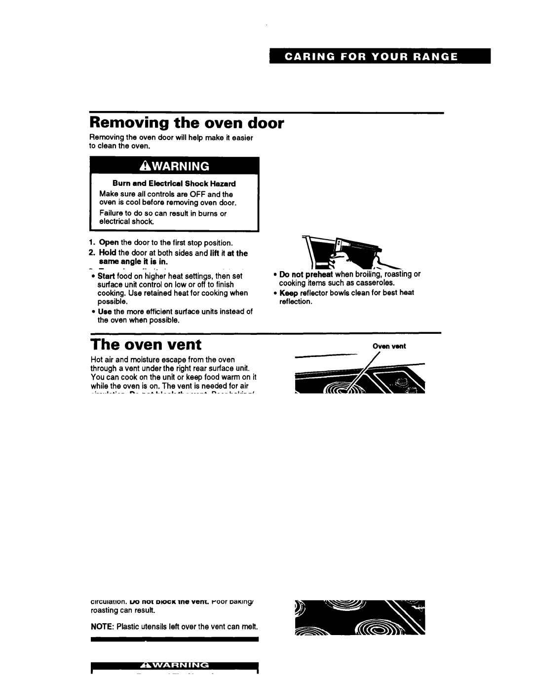 Whirlpool 336, RS600BXY, Range important safety instructions Removing the oven door 