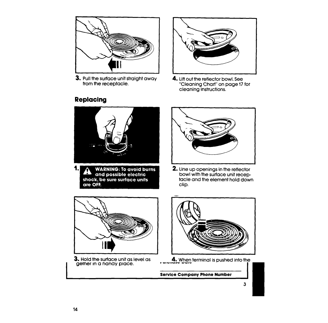 Whirlpool RS6100XV, RS610PXV manual Replacing 