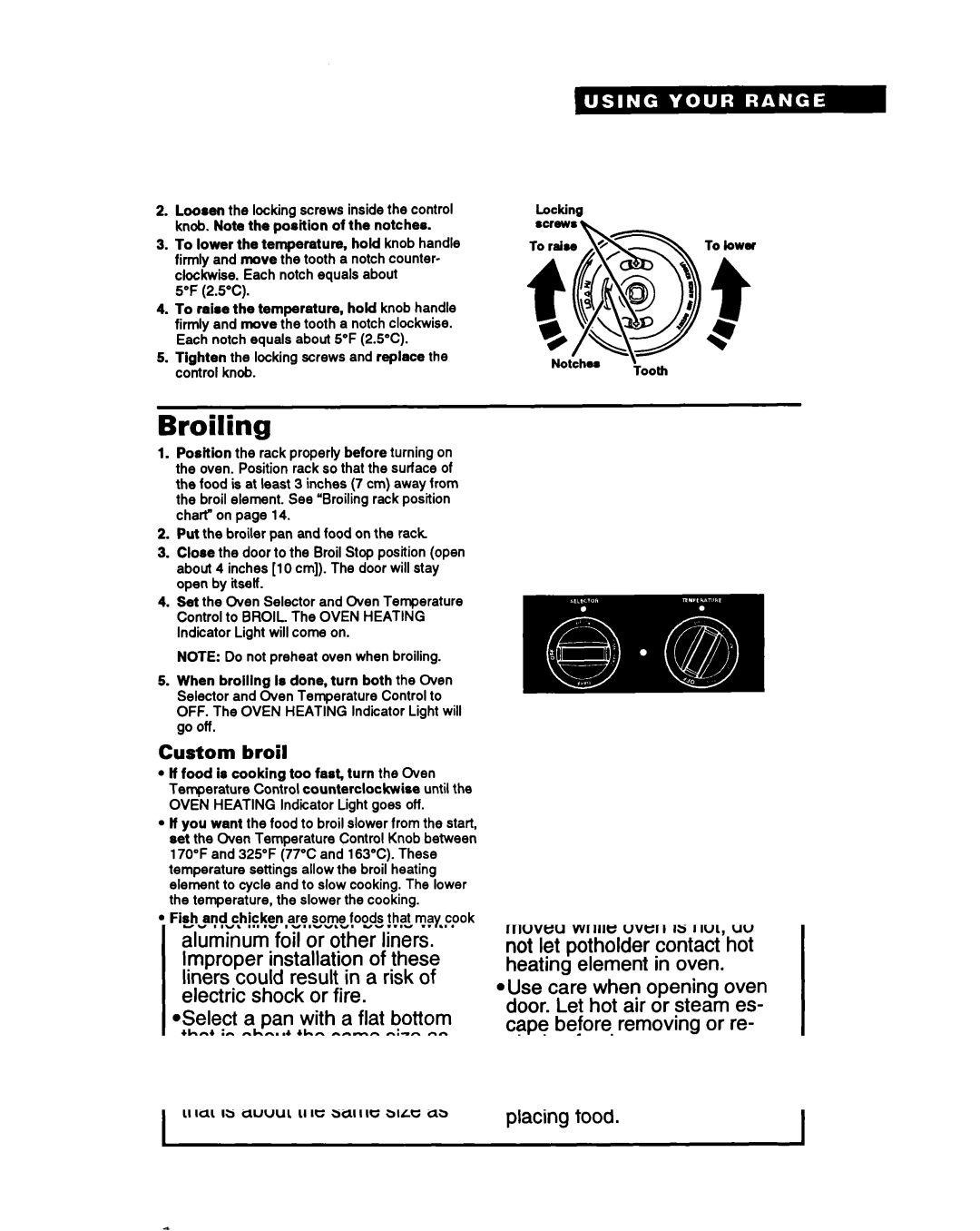 Whirlpool RS6105XB warranty Broiling, Custom broil 