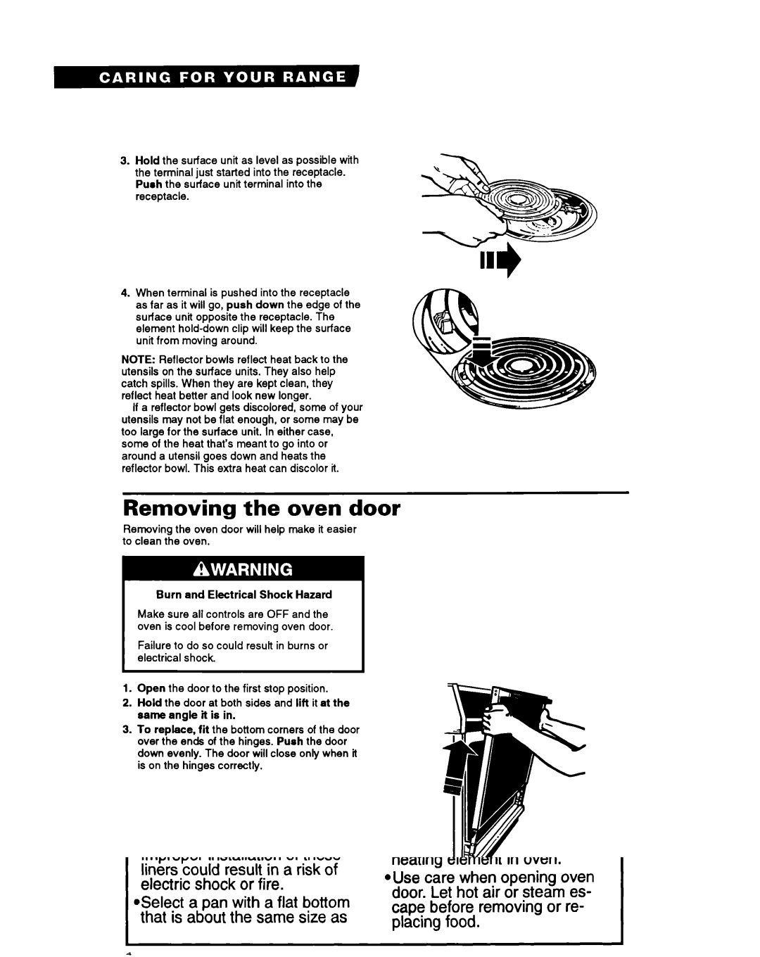 Whirlpool RS6105XB warranty Removing the oven door 