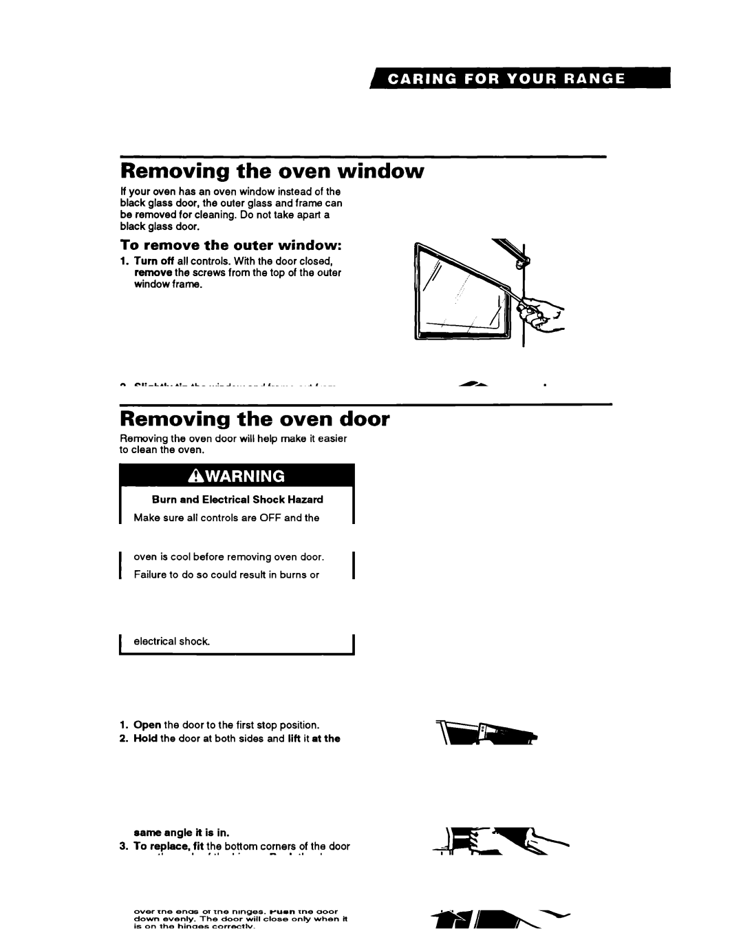 Whirlpool RS6105XB warranty Removing the oven window, To remove the outer window, To replace the outer window 