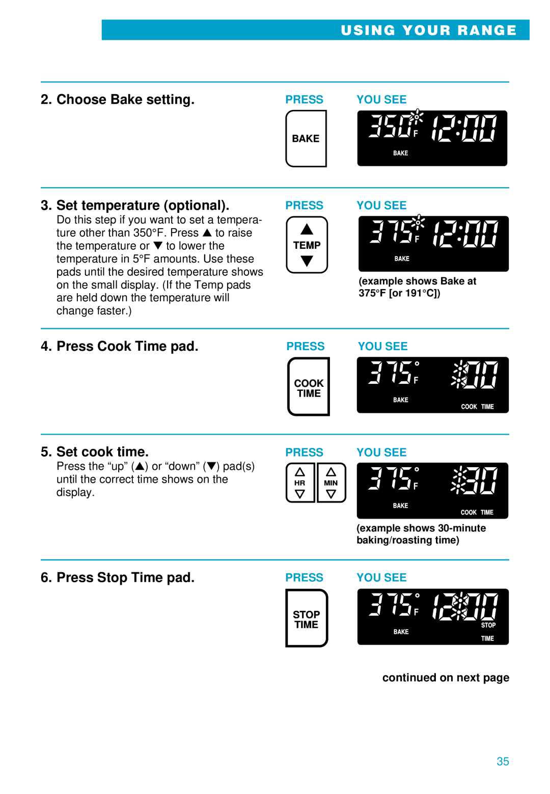 Whirlpool RS610PXE warranty Temperature in 5F amounts. Use these 