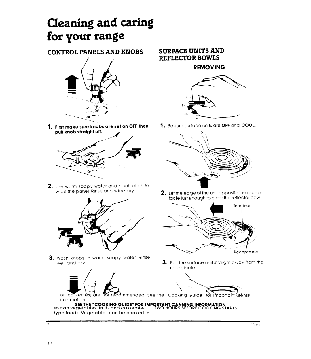 Whirlpool RS61OOXK, RS61OPXK warranty Cleaning and caring for your range 