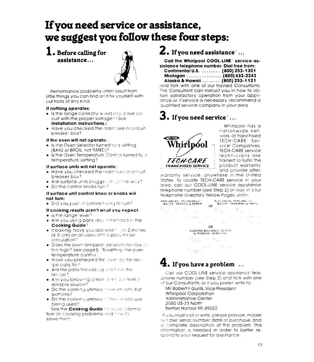 Whirlpool RS61OPXK, RS61OOXK If nothing operates, Installation Instructions, If the oven will not operate, Cooking Guide? 