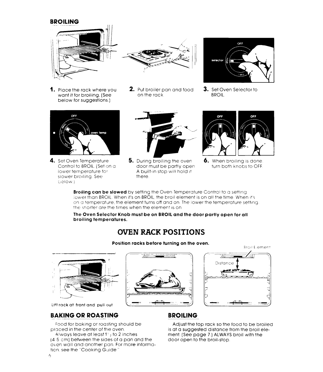 Whirlpool RS61OOXK, RS61OPXK warranty Oven Rack Positions, Position racks before turning on the oven, Broil 