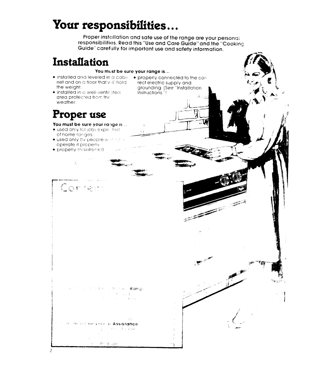 Whirlpool RS6300XK, RS630PXK warranty Your responsibtities l, Used only V,r jcb~ 12x.p~ 3* of horne ror’ges 