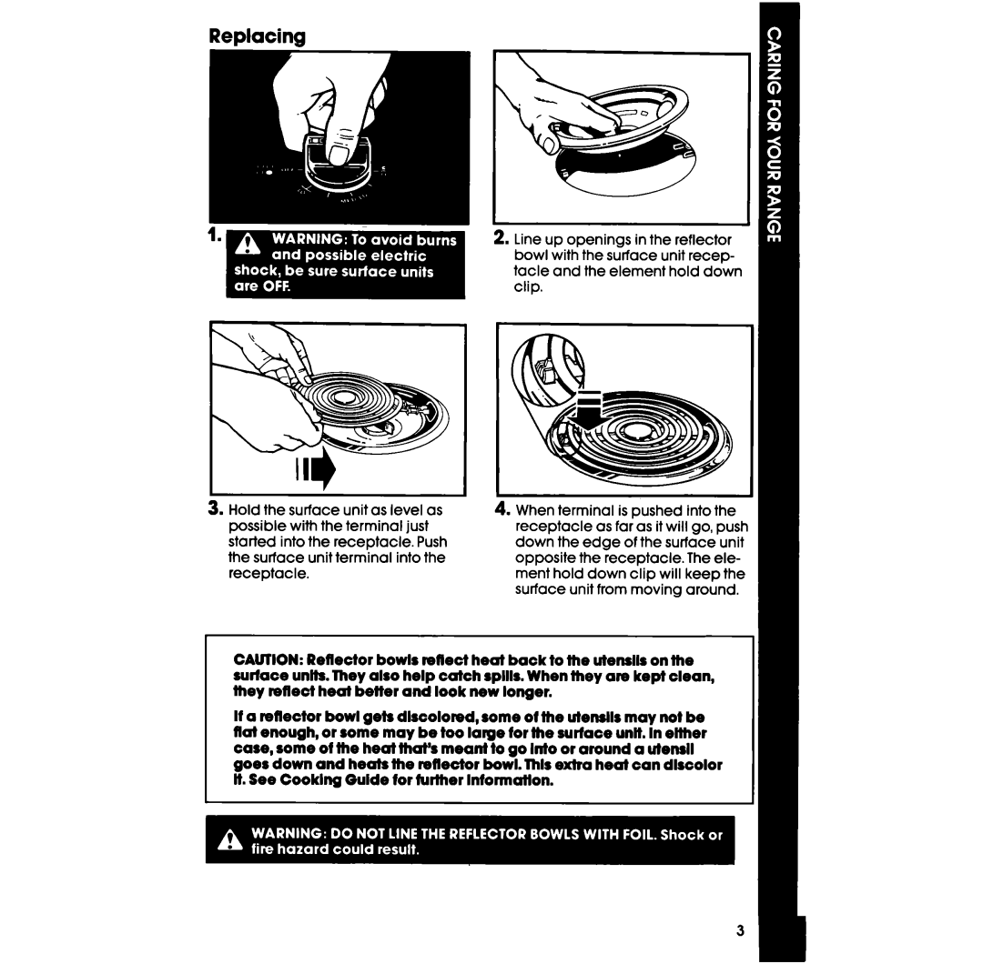 Whirlpool RS6300XV manual Replacing 