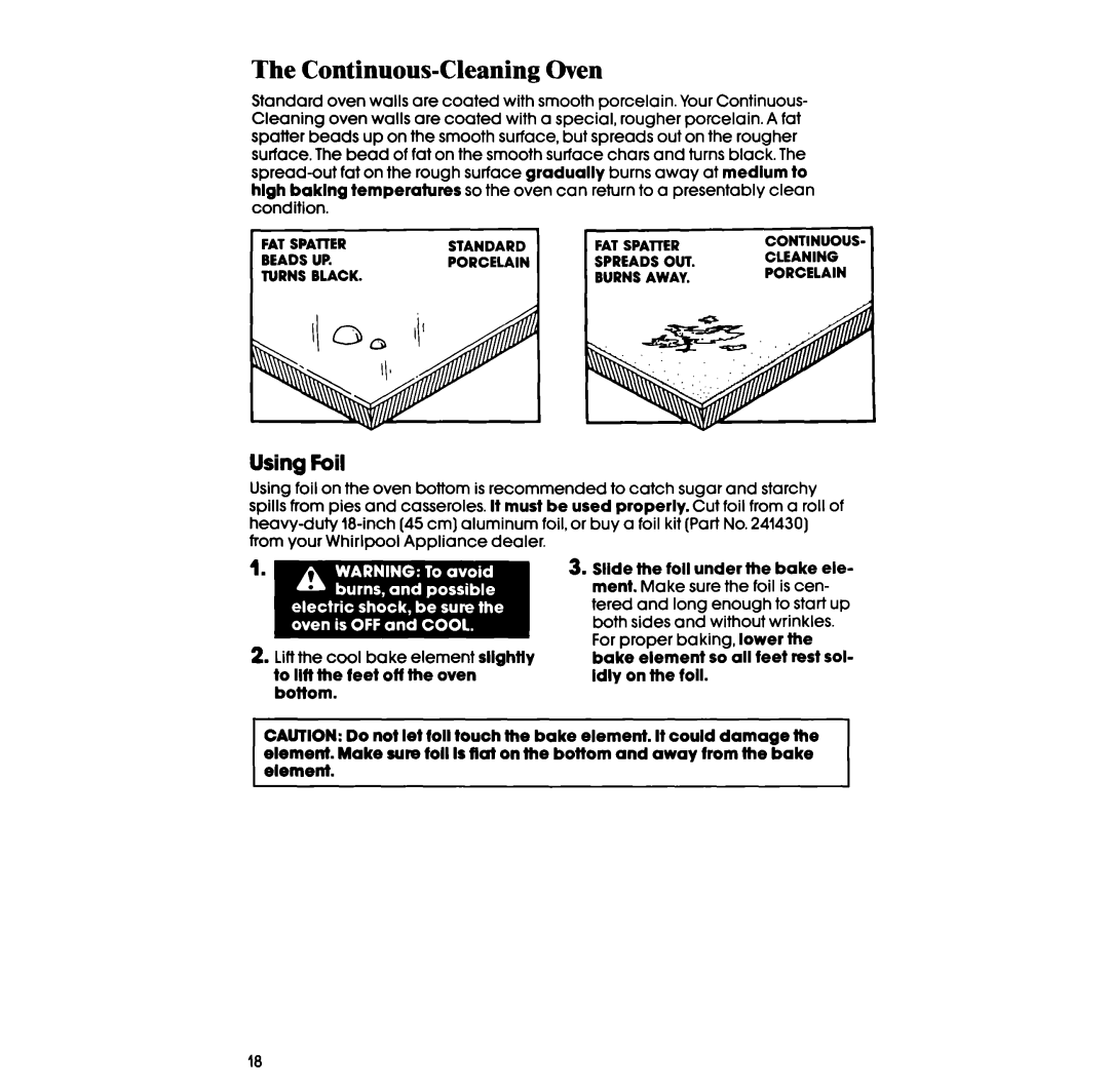 Whirlpool RS6300XV manual Continuous-Cleaning Oven, Using Foil 
