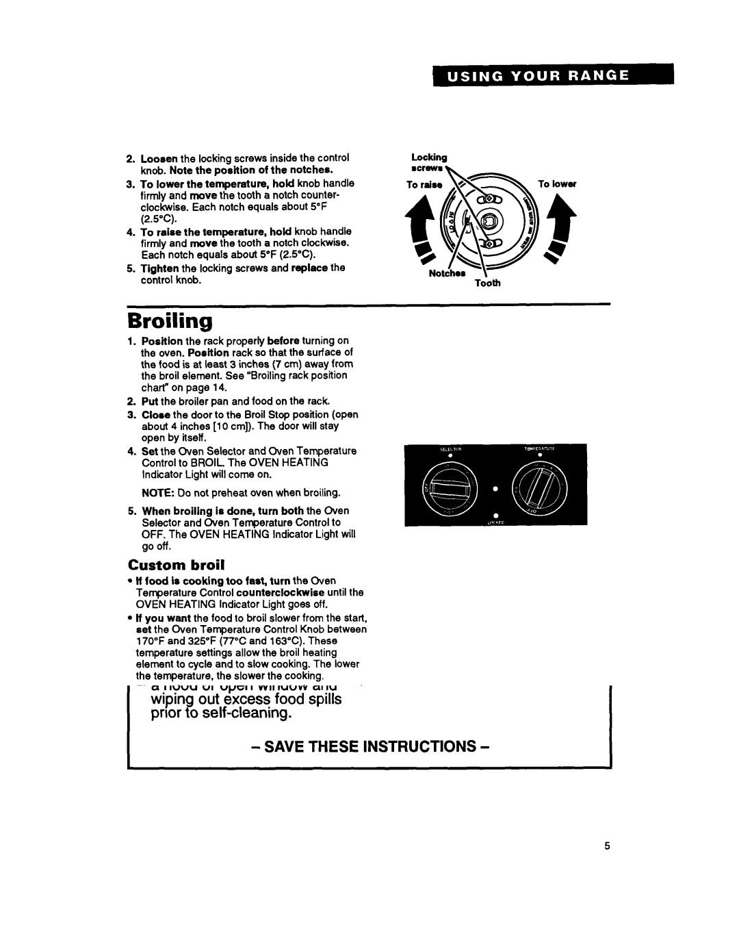 Whirlpool RS660BXB important safety instructions Broiling, Custom broil 