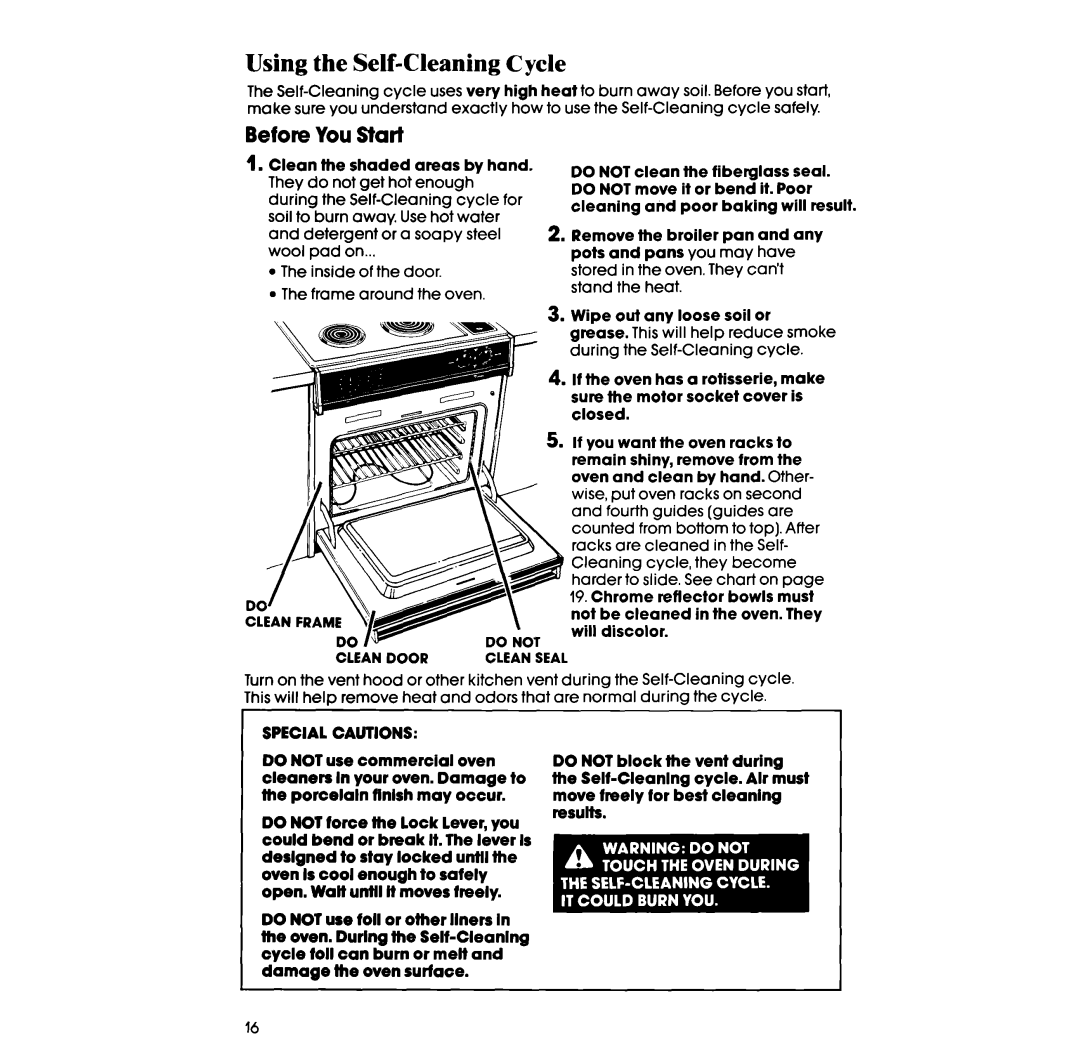 Whirlpool RS660BXV manual Using the Self-Cleaning Cycle, Before You Start, Clean the shaded areas by hand 