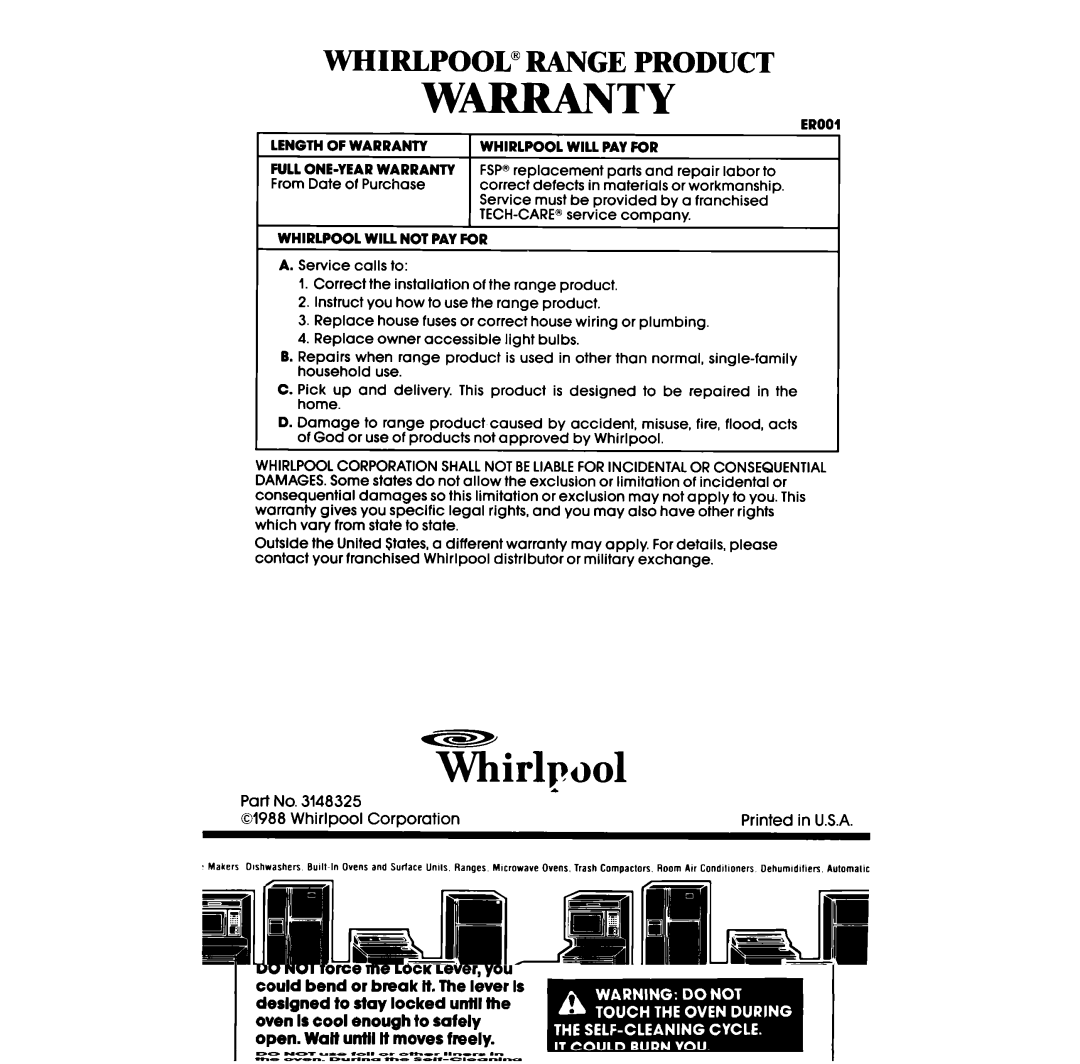 Whirlpool RS6700XV, RS670PXV manual Whirlpool 