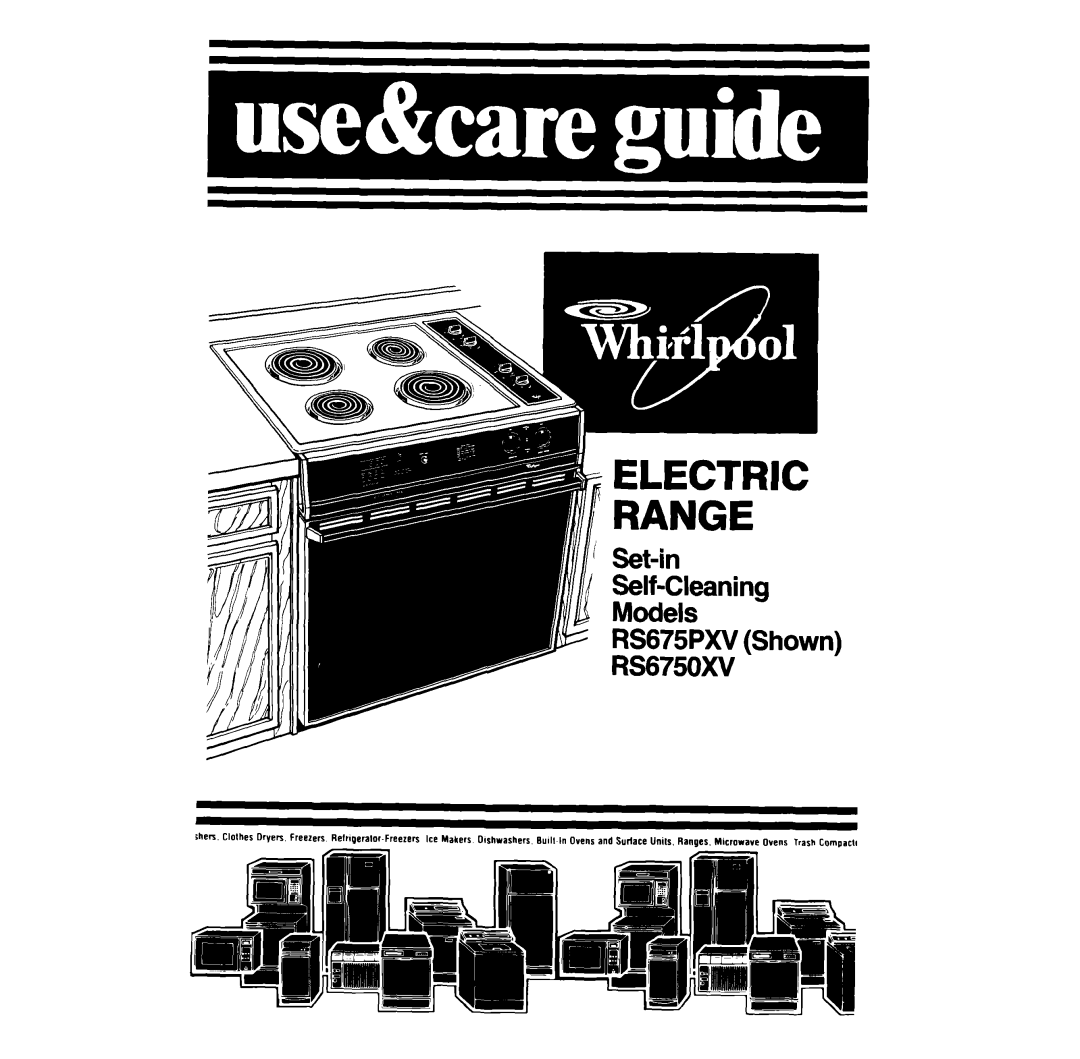 Whirlpool manual ViB’RANGE, Set-in Self-Cleaning Models RS675PW Showr RS6750XV 