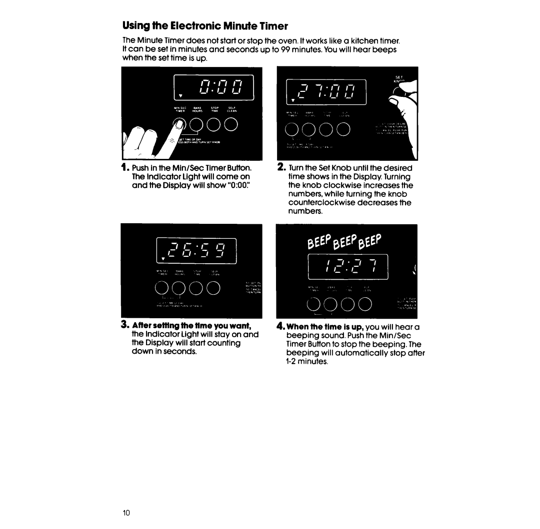 Whirlpool RS675PW manual Using the Electronic Minute Timer, Atl ~~p-m-1 