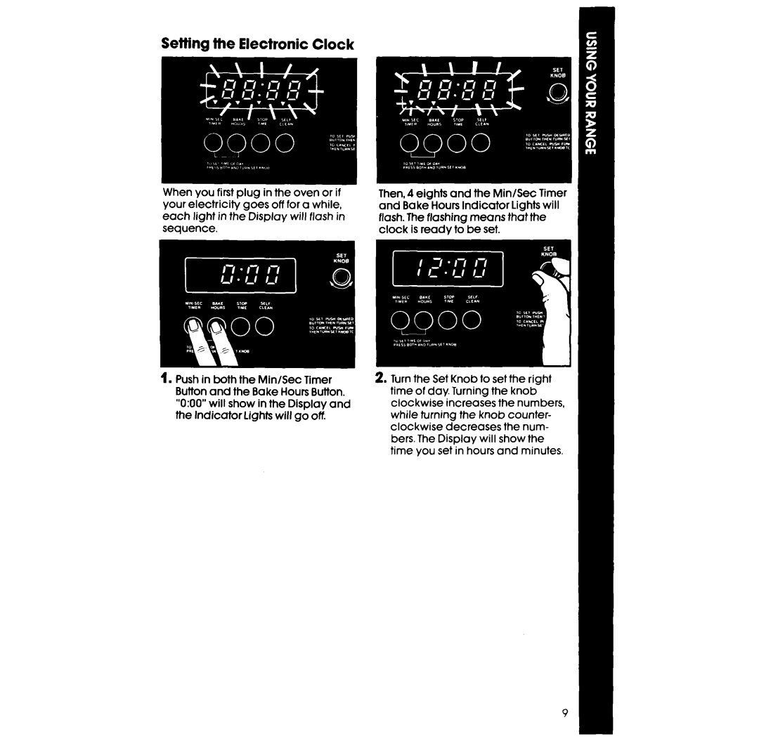 Whirlpool RS675PW manual Setting the Electronic Clock 