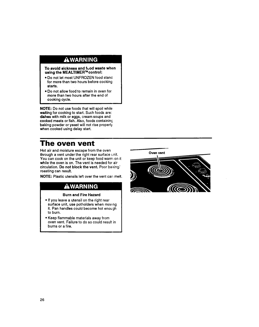 Whirlpool RS675PXB, RS6755XB warranty Oven vent 