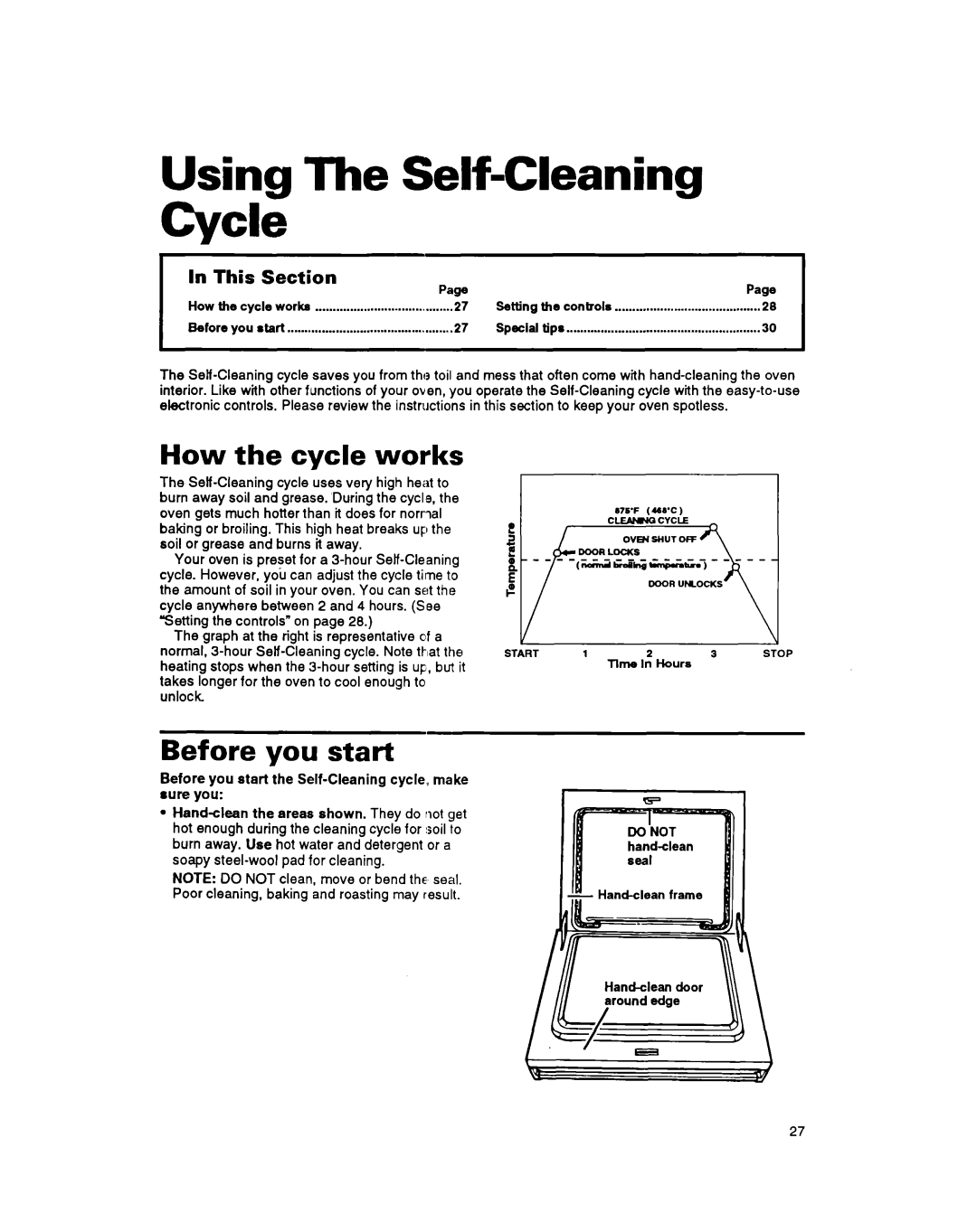 Whirlpool RS6755XB, RS675PXB Using The Self-Cleaning, How the cycle works, Before you start, Cycle, This, Section, Page 