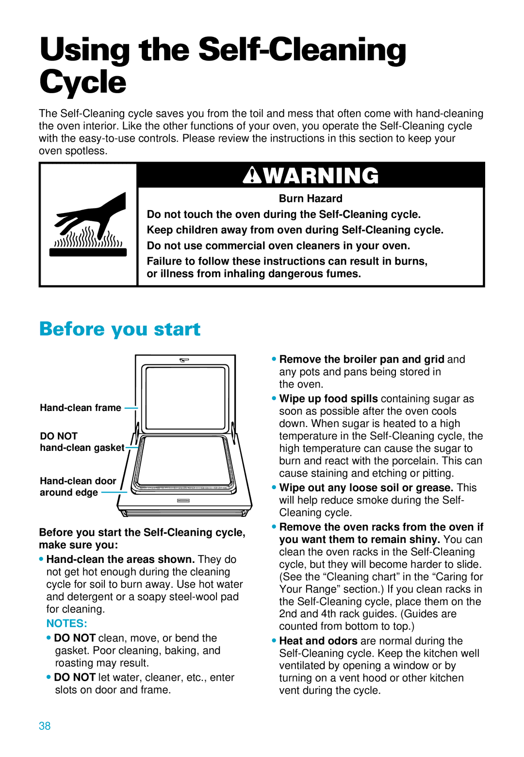 Whirlpool RS675PXE warranty Using the Self-Cleaning Cycle, Before you start 