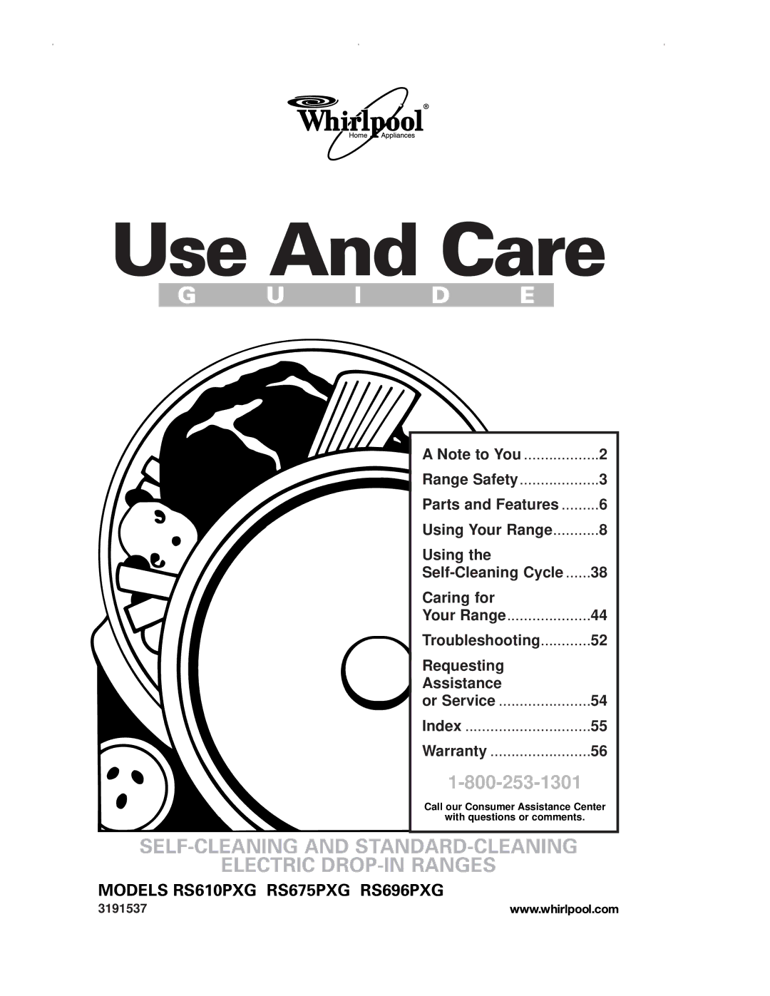 Whirlpool RS696PXG, RS675PXG warranty Range Safety, 3191537 