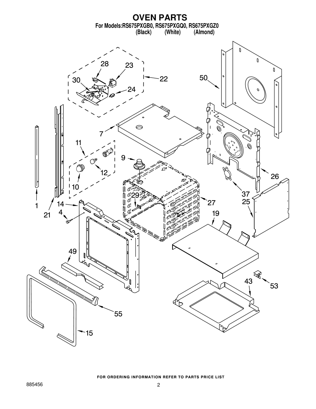 Whirlpool RS675PXGZ0, RS675PXGQ0, RS675PXGB0 manual Oven Parts 