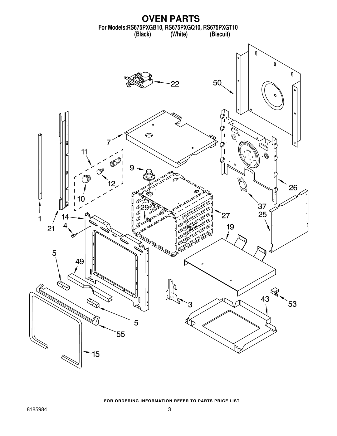 Whirlpool RS675PXGQ10, RS675PXGB10, RS675PXGT10 manual Oven Parts 