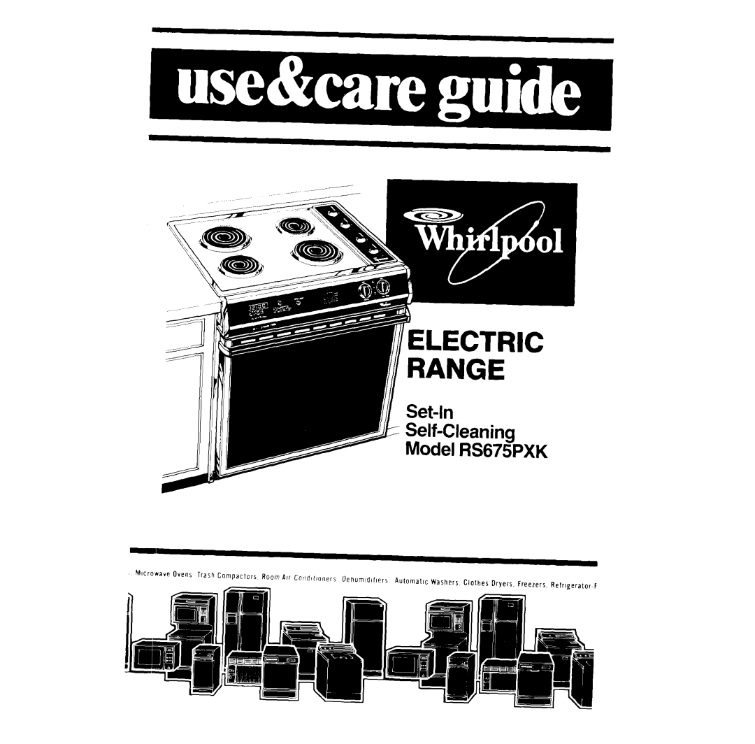 Whirlpool manual Set-h Self-Cleaning Model RS675PXK 