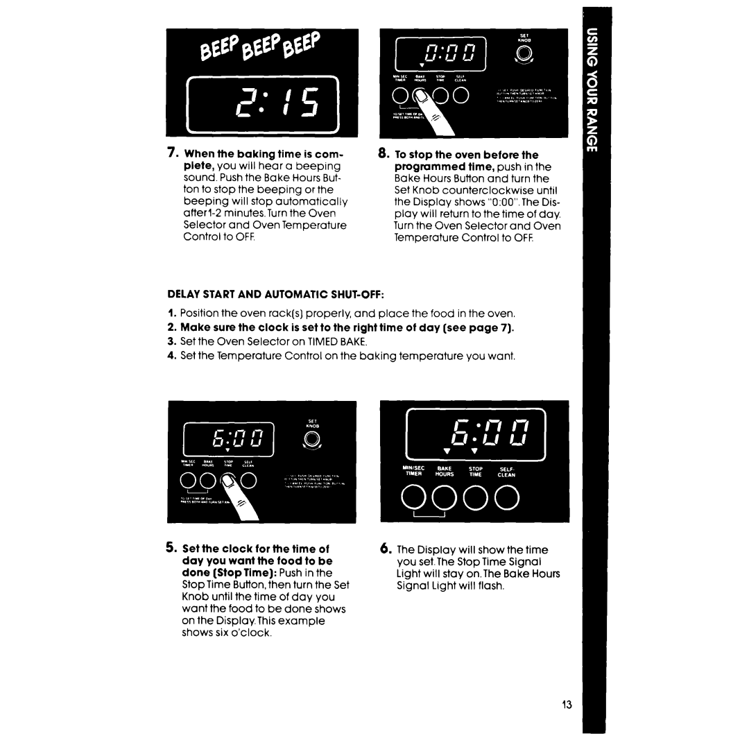 Whirlpool RS675PXK manual Delay Start and Automatic SHUT-OFF 