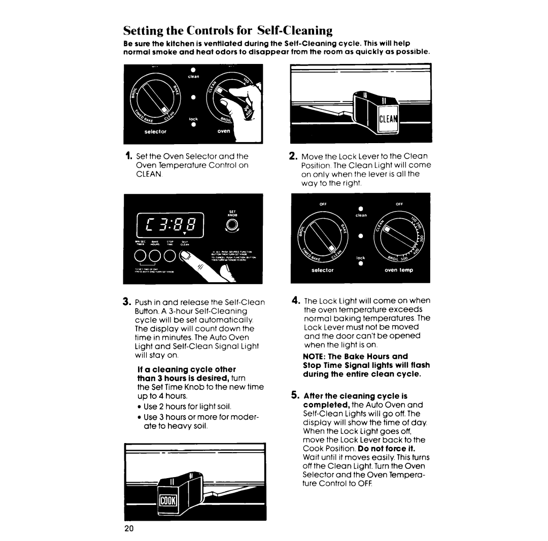 Whirlpool RS675PXK manual Setting the Controls for Self-Cleaning 