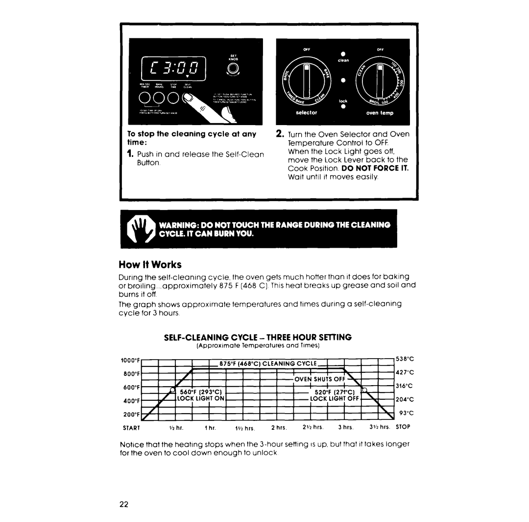 Whirlpool RS675PXK manual How It Works, SELF-CLEANING Cycle -THREE Hour Seiting 