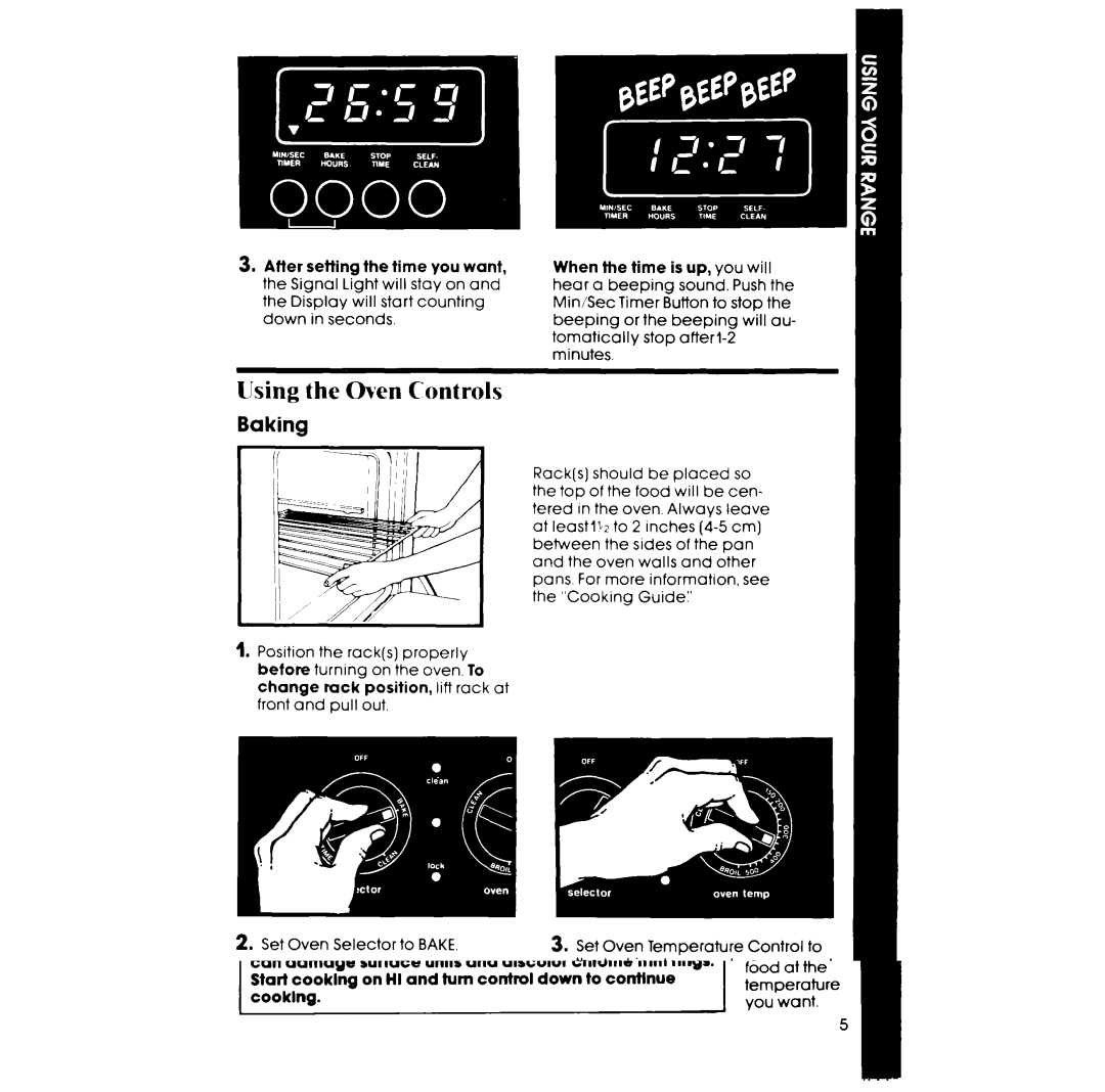 Whirlpool RS675PXK manual Using the Oven Controls, Baking 