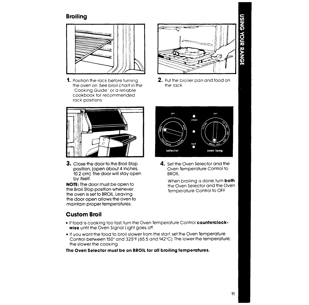 Whirlpool RS675PXK manual Broiling, Custom Broil 