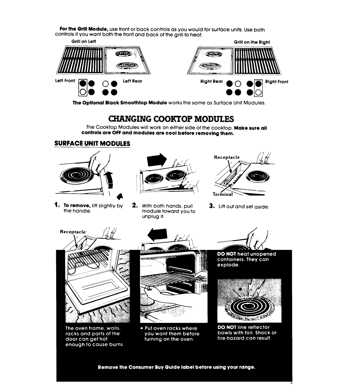 Whirlpool RS676PXL warranty Changing Cookiop Modules, Surface Unit Modules 