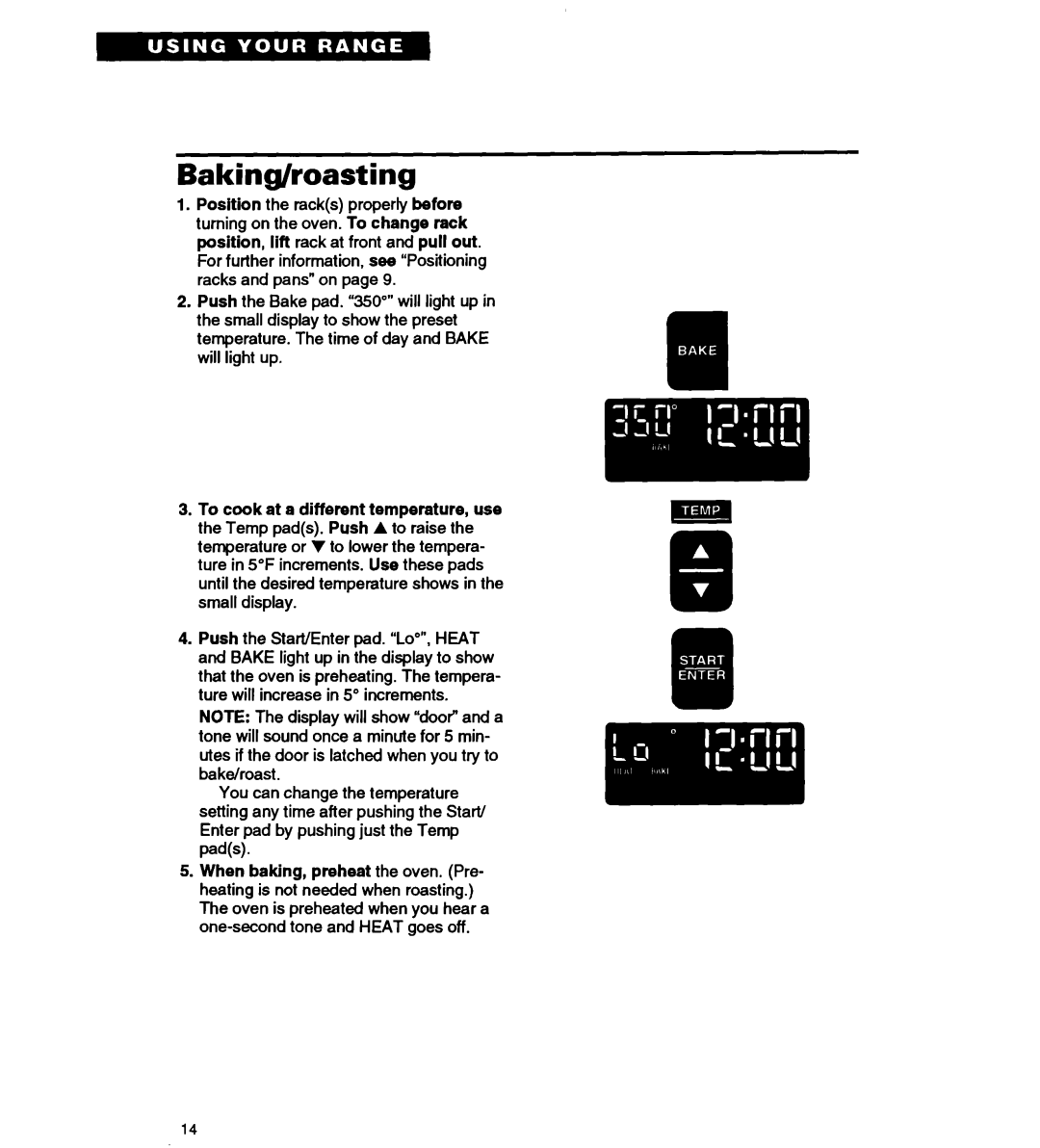 Whirlpool RS677PX important safety instructions Baking/roasting 