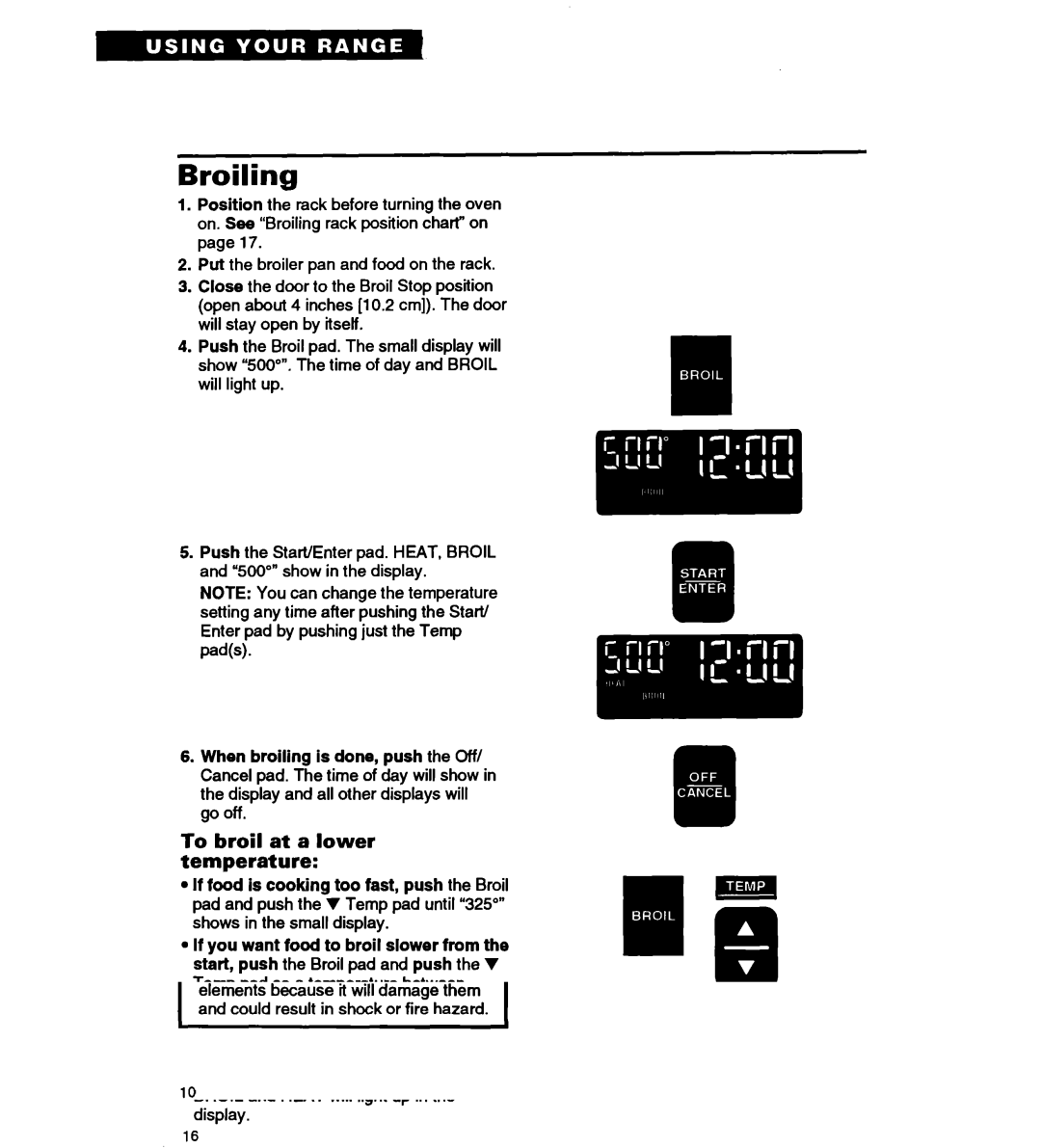 Whirlpool RS677PX important safety instructions Broiling, To broil at a lower temperature 