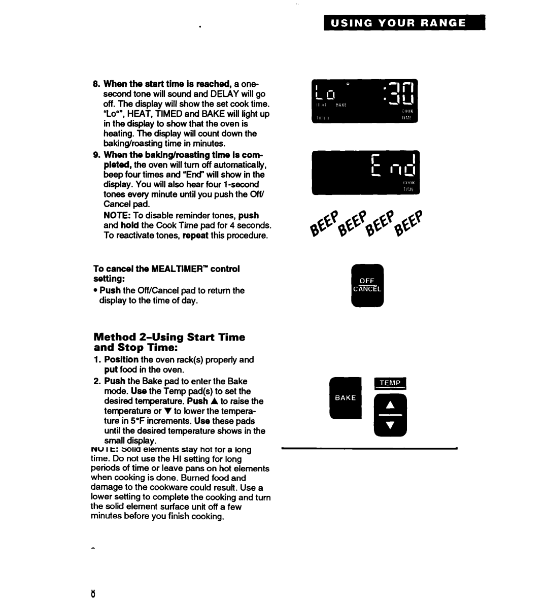 Whirlpool RS677PX important safety instructions Method S-Using Start Time and Stop Time 