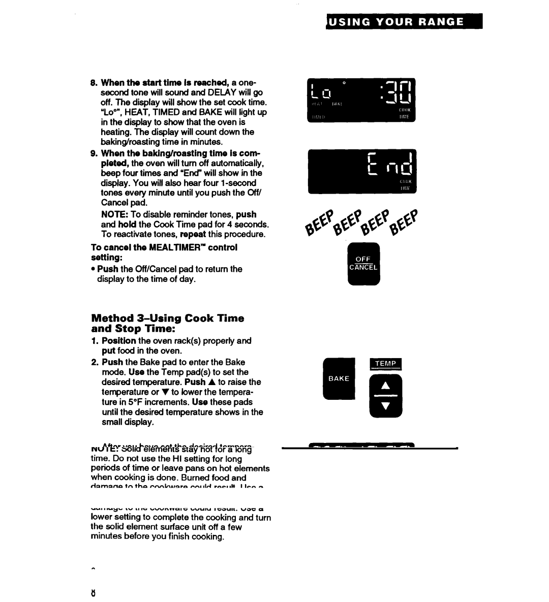 Whirlpool RS677PX important safety instructions Method 3-Using Cook Time and Stop Time 