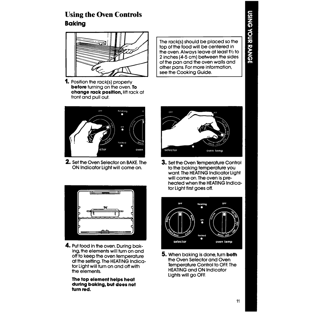 Whirlpool RS676PXV, RS677PXV manual Using the Oven Controls, Baking 