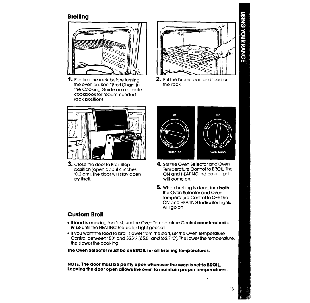 Whirlpool RS676PXV, RS677PXV manual Broiling, Custom Broil 