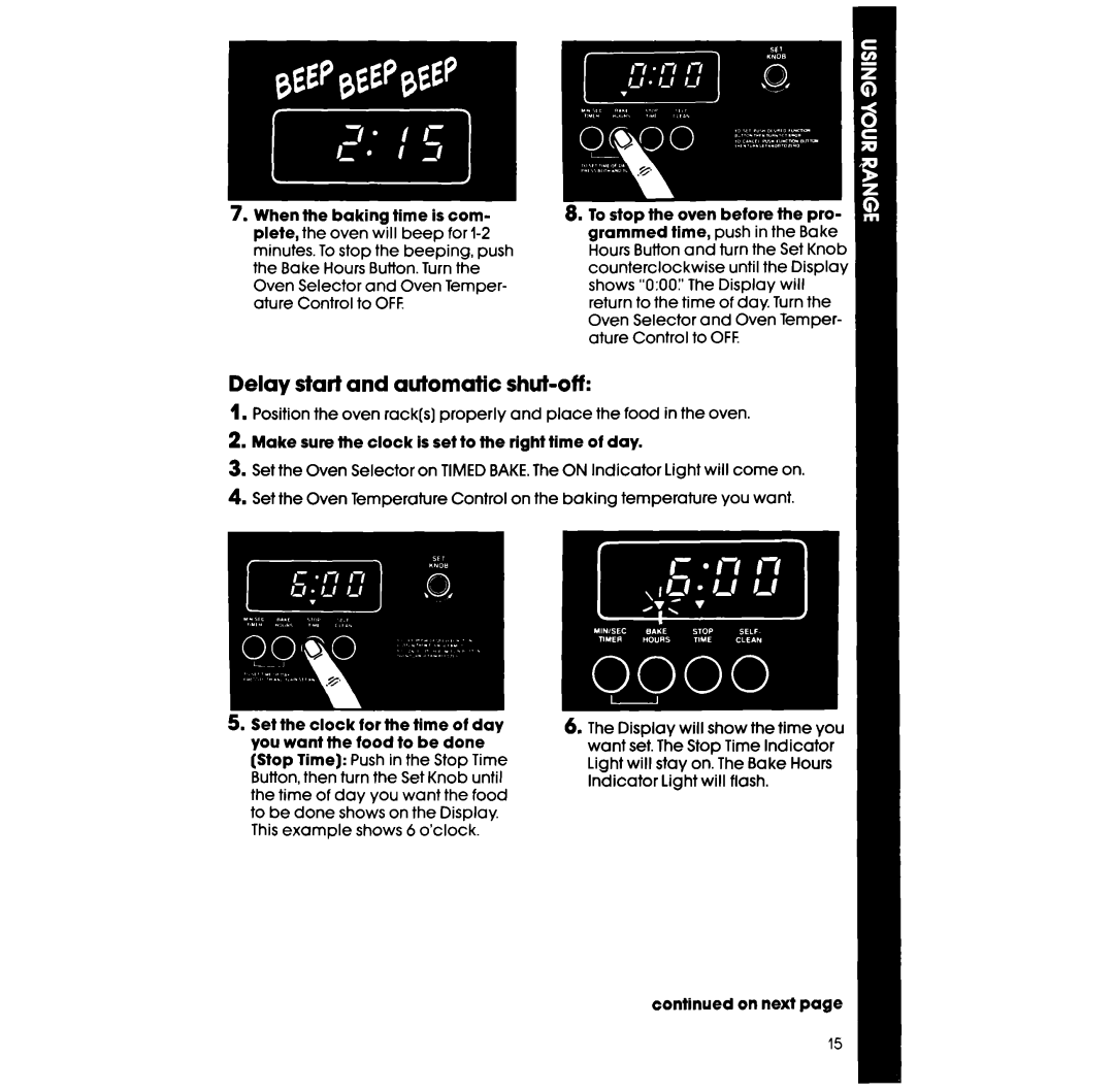 Whirlpool RS676PXV, RS677PXV manual Delay start and automatic shut-off 