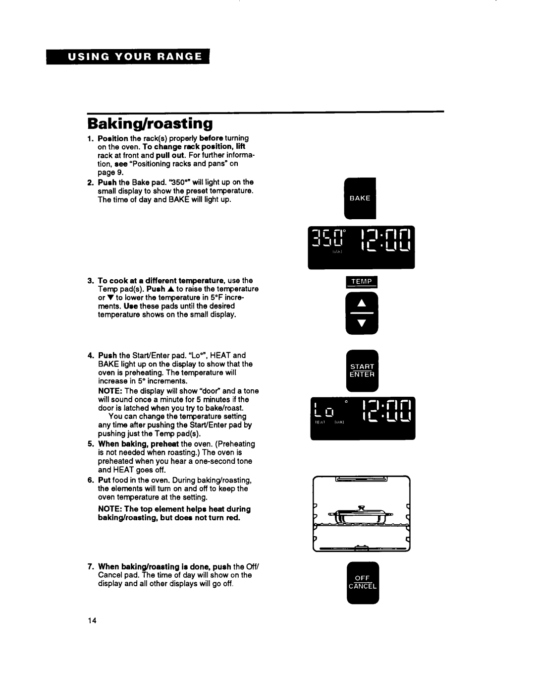 Whirlpool RS696PXB warranty Baking/roasting 