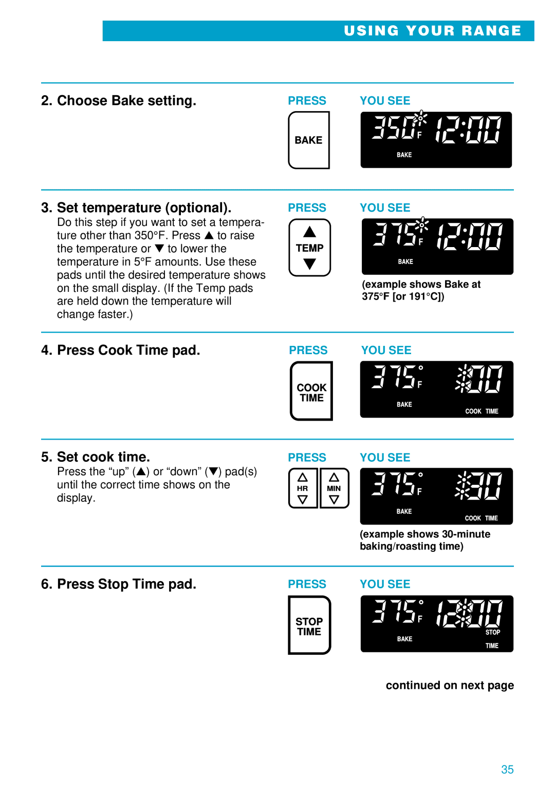 Whirlpool RS696PXE warranty Temperature in 5F amounts. Use these 