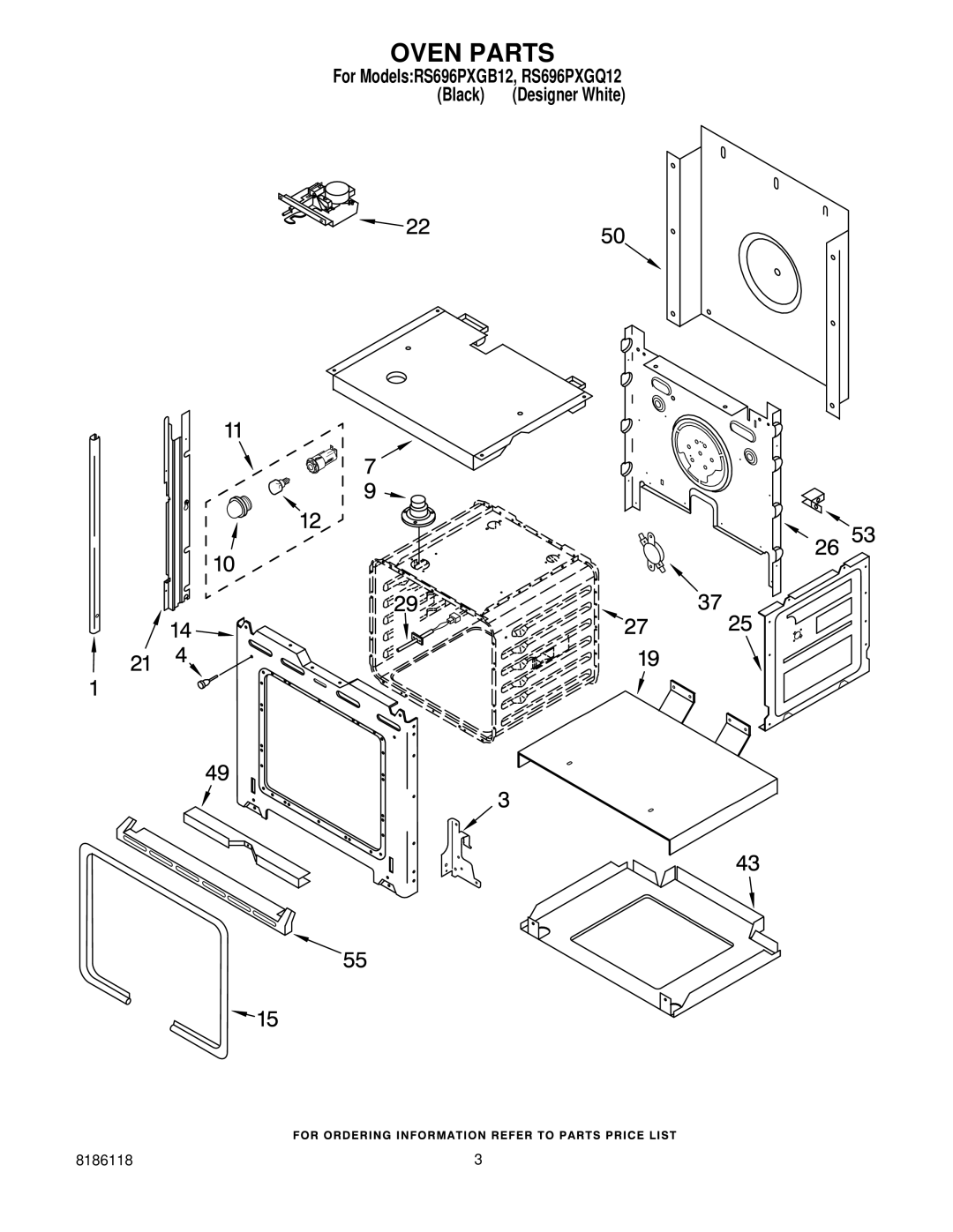 Whirlpool RS696PXGQ12, RS696PXGB12 manual Oven Parts 