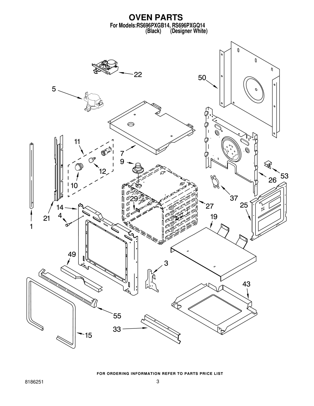 Whirlpool RS696PXGQ14, RS696PXGB14 manual Oven Parts 