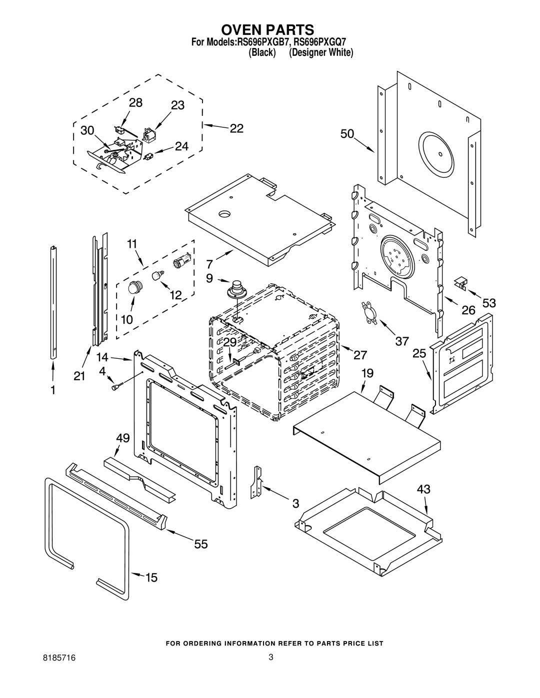 Whirlpool RS696PXGQ7, RS696PXGB7 manual Oven Parts 