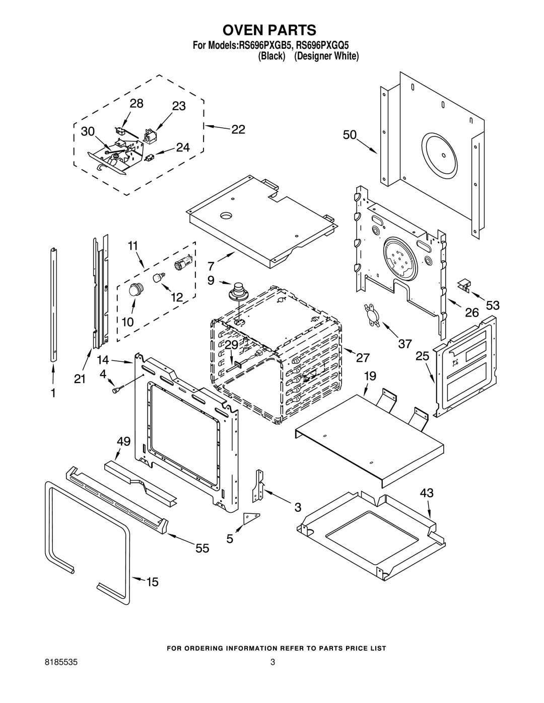 Whirlpool RS696PXGB5, RS696PXGQ5 manual Oven Parts 